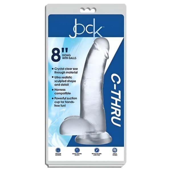 JOCK C-THRU 8" DONG WITH BALSS CLEAR